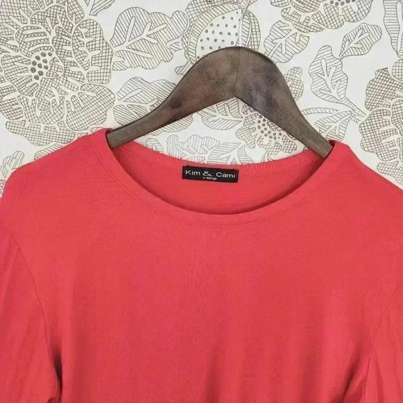 NWOT Red Kim & Cami Womens Ruffle Flare Sleeve Top X-Large Crewneck - Picture 6 of 7